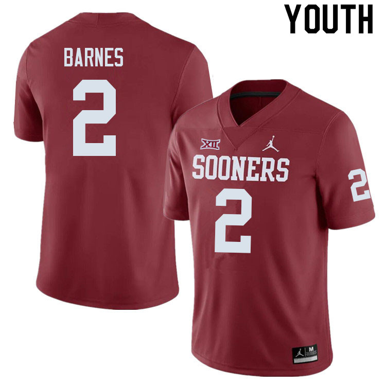 Youth #2 Jovantae Barnes Oklahoma Sooners College Football Jerseys Sale-Crimson